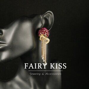 Heavyweight Colorful Crystal Fringe Earrings | Luxury 7.3cm Statement Drops